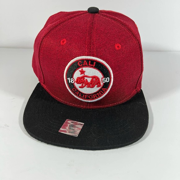 Joy Cap California Republic Bear Flag Red & Black snap back - Picture 1 of 7